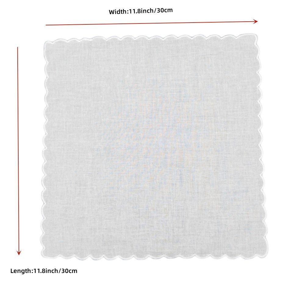 Scallop-edged handkerchief pure cotton plain white handkerchiefs for DIY drawing handwokd graffiti home decoration