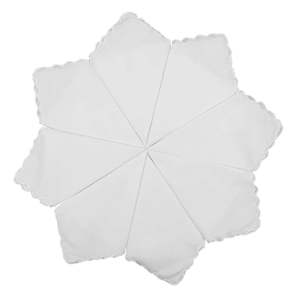 Scallop-edged handkerchief pure cotton plain white handkerchiefs for DIY drawing handwokd graffiti home decoration