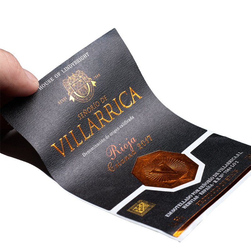 Manufacture Custom Waterproof Embossed Gold Foil Luxury Wine Bottle Label Sticker
