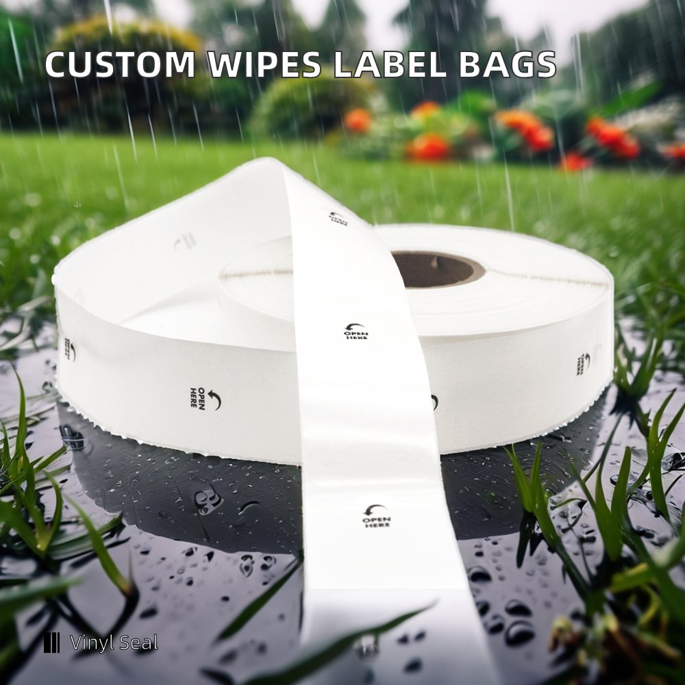 Factory Wholesale Custom Transparent Vinyl Self-Adhesive Sticker Labels for Paper Packaging Waterproof Wet Wipes Wraps