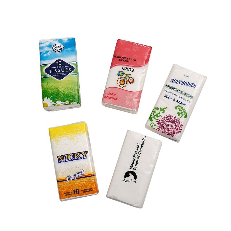 Short Customized Mini Tissue Packs Portable Facial Tissues Mini Napkins Compact Handkerchief Tissues Small Batch