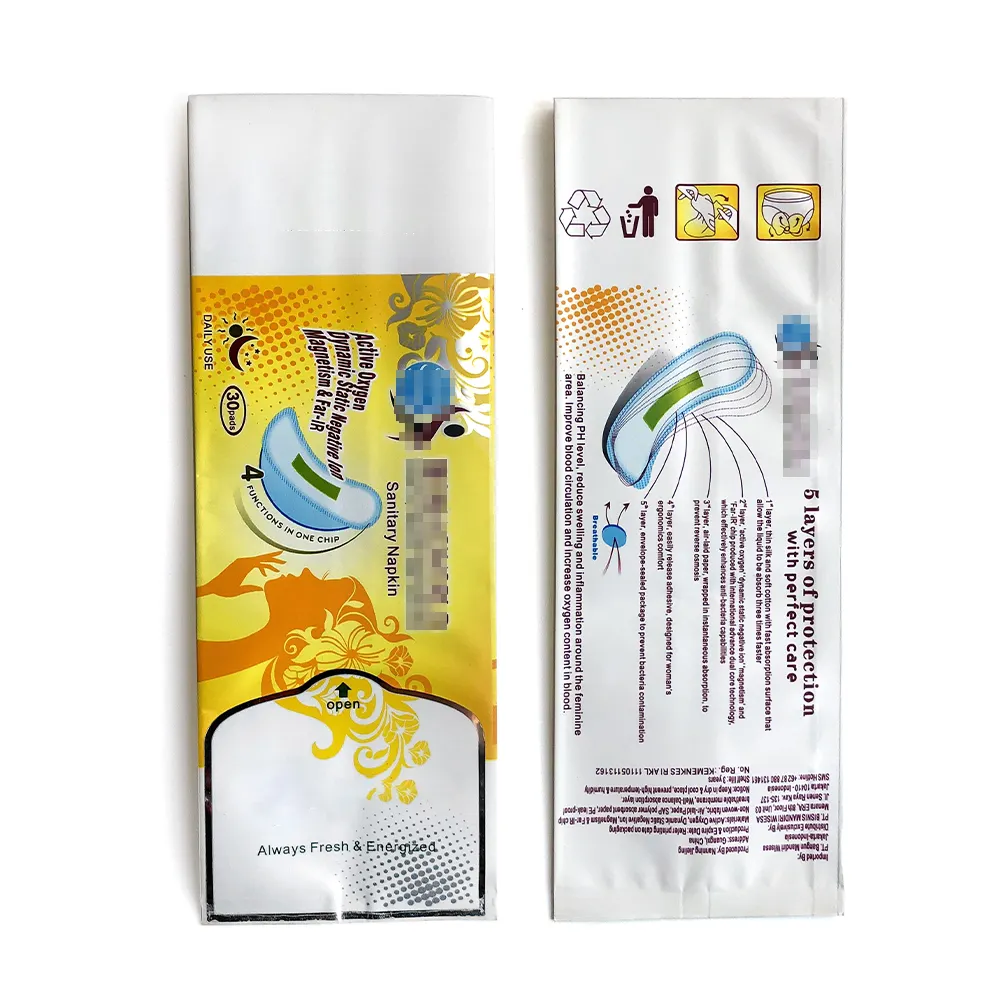 Custom Menstrual Period Panties Nursing Pads Sanitary Napkin Pads Disposable Packaging Bags With Easy To Pull Sticker Tear Notch
