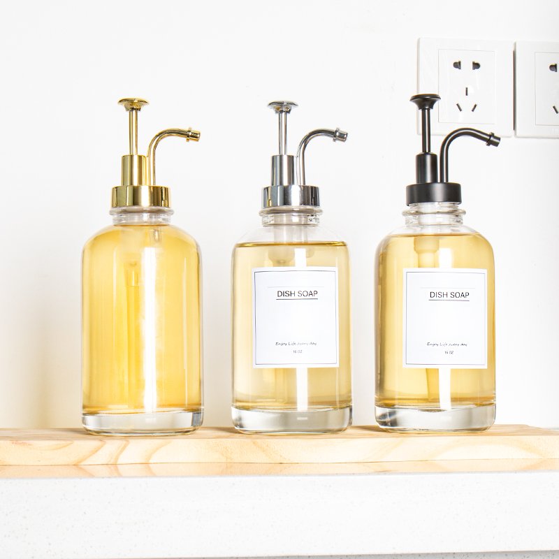 High Quality Custom Luxury 16oz Transparency Boston Glass Soap Dispenser Foam Soap Dispenser Bottle Pump With Pump