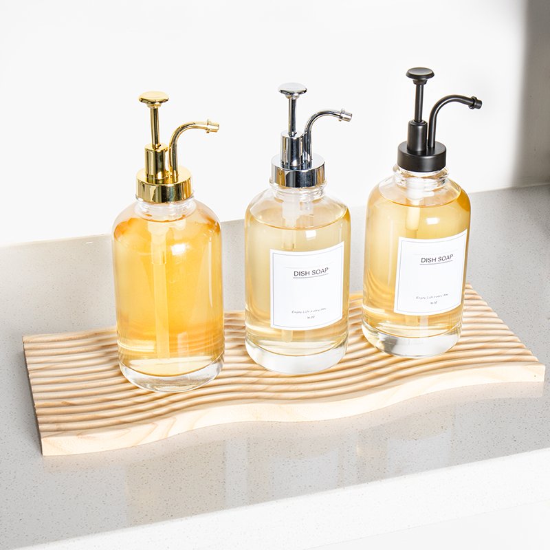 High Quality Custom Luxury 16oz Transparency Boston Glass Soap Dispenser Foam Soap Dispenser Bottle Pump With Pump