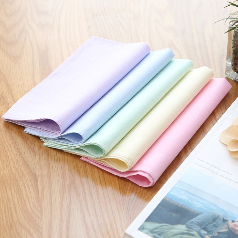 HZO-23085 New Arrival Solid Color Handkerchief Scarves Soft Cotton Hankies Men's Pocket Square Handkerchief Gift Accessories