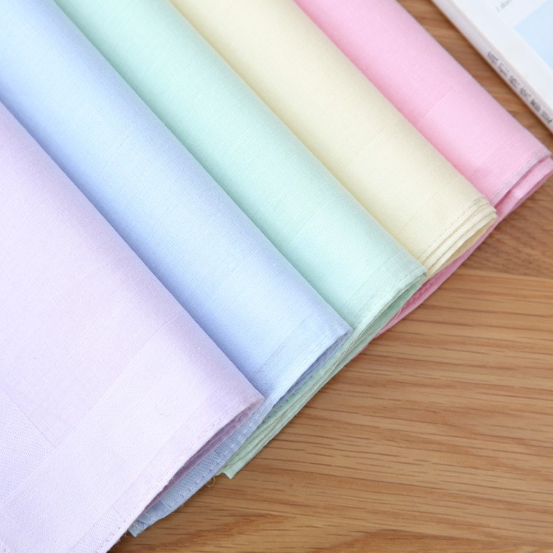 HZO-23085 New Arrival Solid Color Handkerchief Scarves Soft Cotton Hankies Men's Pocket Square Handkerchief Gift Accessories