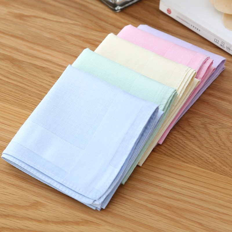 HZO-23085 New Arrival Solid Color Handkerchief Scarves Soft Cotton Hankies Men's Pocket Square Handkerchief Gift Accessories