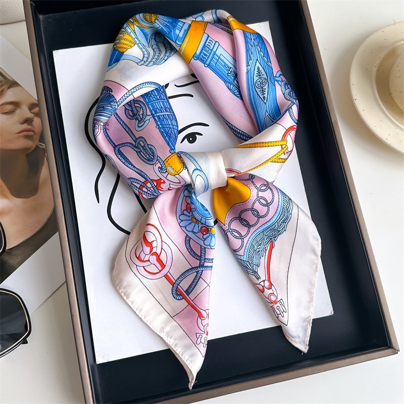 Wholesale Handkerchief Silk Feeling Scarf Foulard Muslim Hijab Design Printed Headscarf Satin Shawls Hijab Scarves For Women
