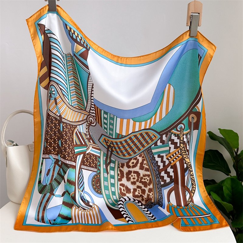 Wholesale Handkerchief Silk Feeling Scarf Foulard Muslim Hijab Design Printed Headscarf Satin Shawls Hijab Scarves For Women