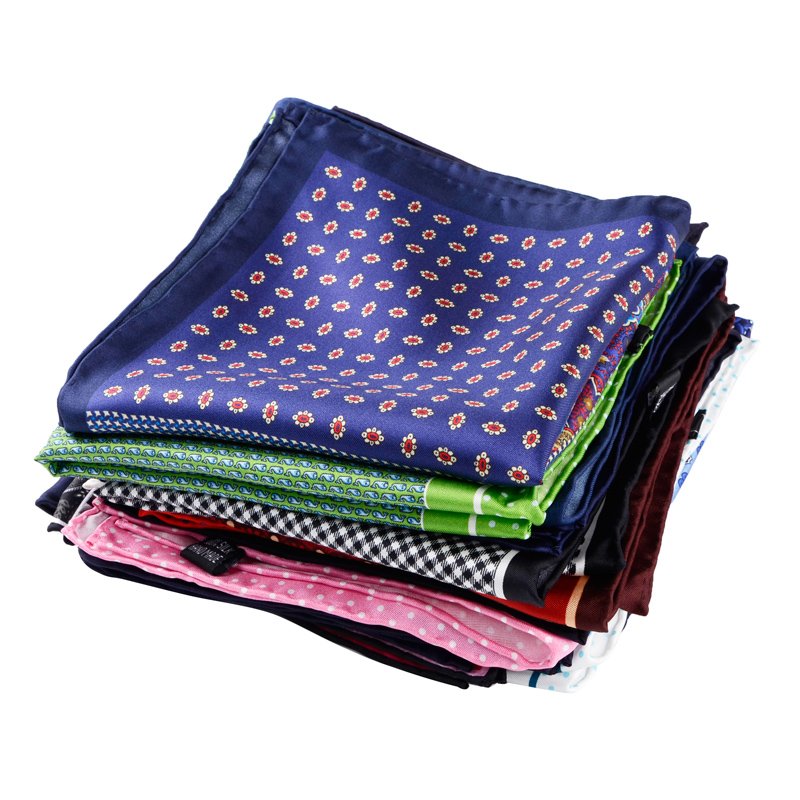 Chinese Supplier Wholesale Luxury Hand Rolled Handkerchiefs 100% Silk Pocket Squares for men