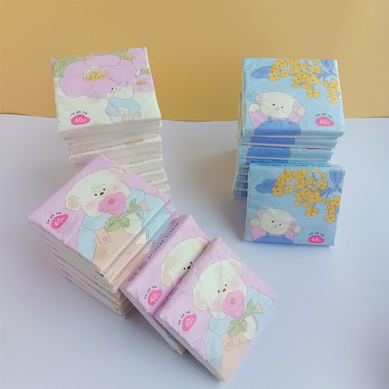 FSC Lovely Dog Portable Facial Tissues Wood Pulp Printed Soft 40 Pull Cute Cartoon Handkerchief Disposable Pocket Tissue