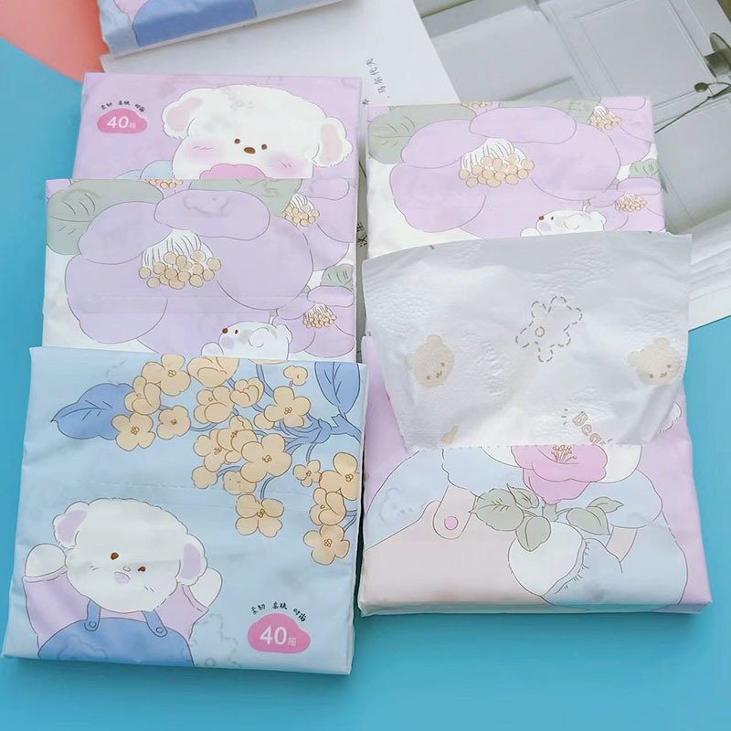 FSC Lovely Dog Portable Facial Tissues Wood Pulp Printed Soft 40 Pull Cute Cartoon Handkerchief Disposable Pocket Tissue