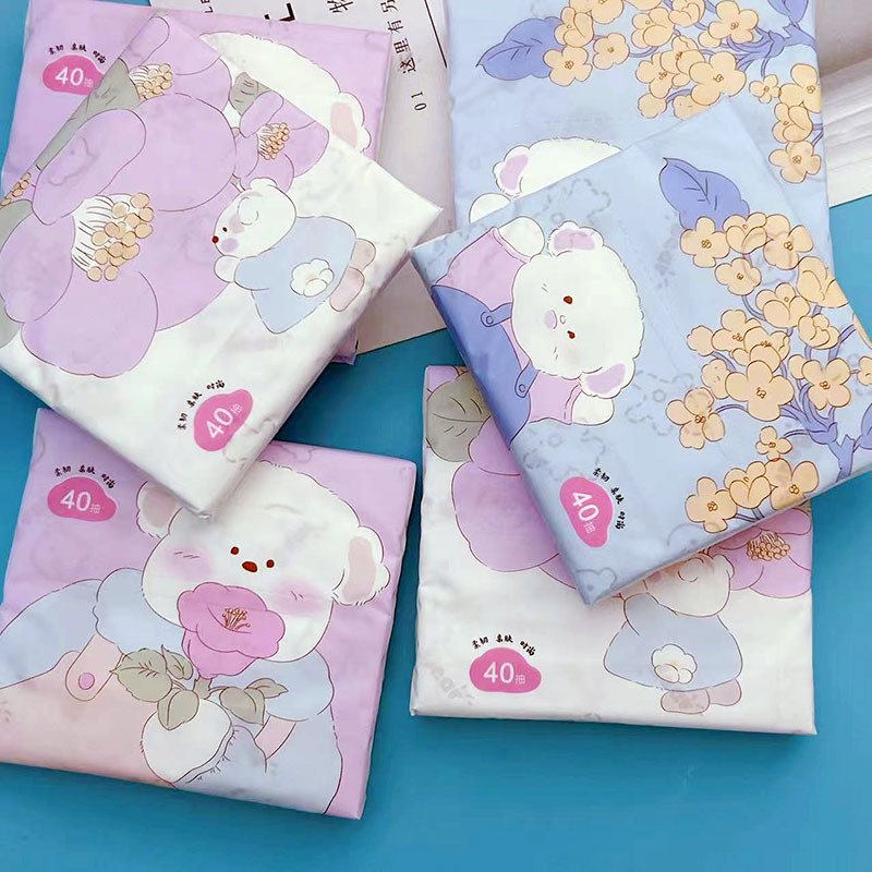 FSC Lovely Dog Portable Facial Tissues Wood Pulp Printed Soft 40 Pull Cute Cartoon Handkerchief Disposable Pocket Tissue