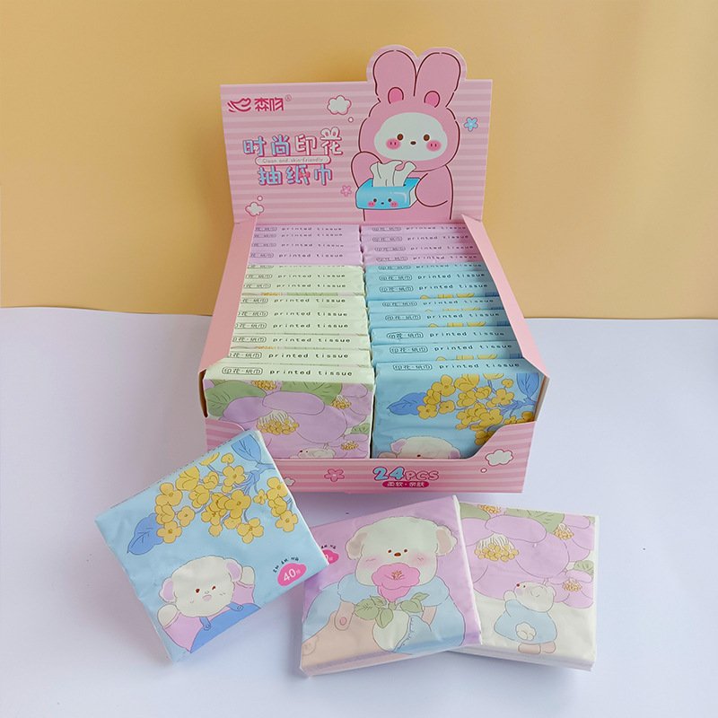FSC Lovely Dog Portable Facial Tissues Wood Pulp Printed Soft 40 Pull Cute Cartoon Handkerchief Disposable Pocket Tissue
