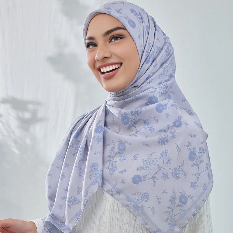 Wholesale New Shimmer Islamic Women's Hijabs 2024 Printed Cotton Square tudung Bamboo Gift Box Muslim Kleid Femme
