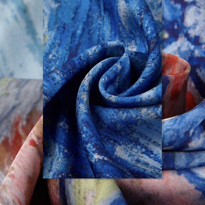 Fashion Customized Oil Pattern Custom Logo Digital Printing Designer Foulard Square Silk Feeling Scarves