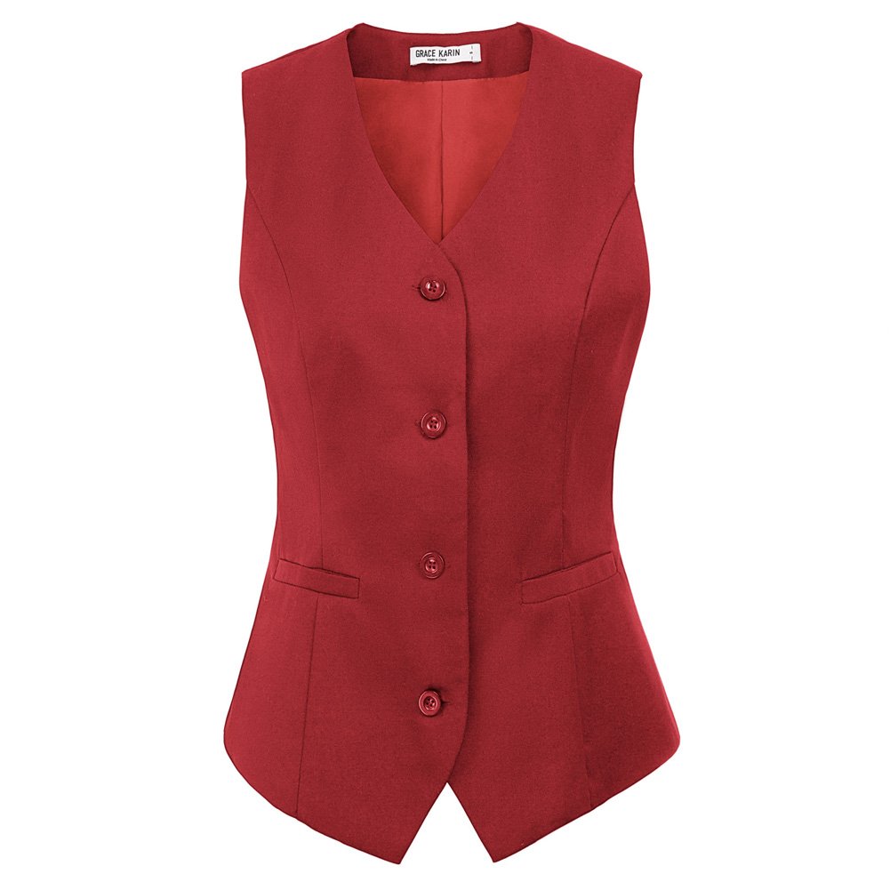 CL011138 GK Sleeveless V-Neck Handkerchief Hem Retro Women's Vintage Vest Coat Waistcoat