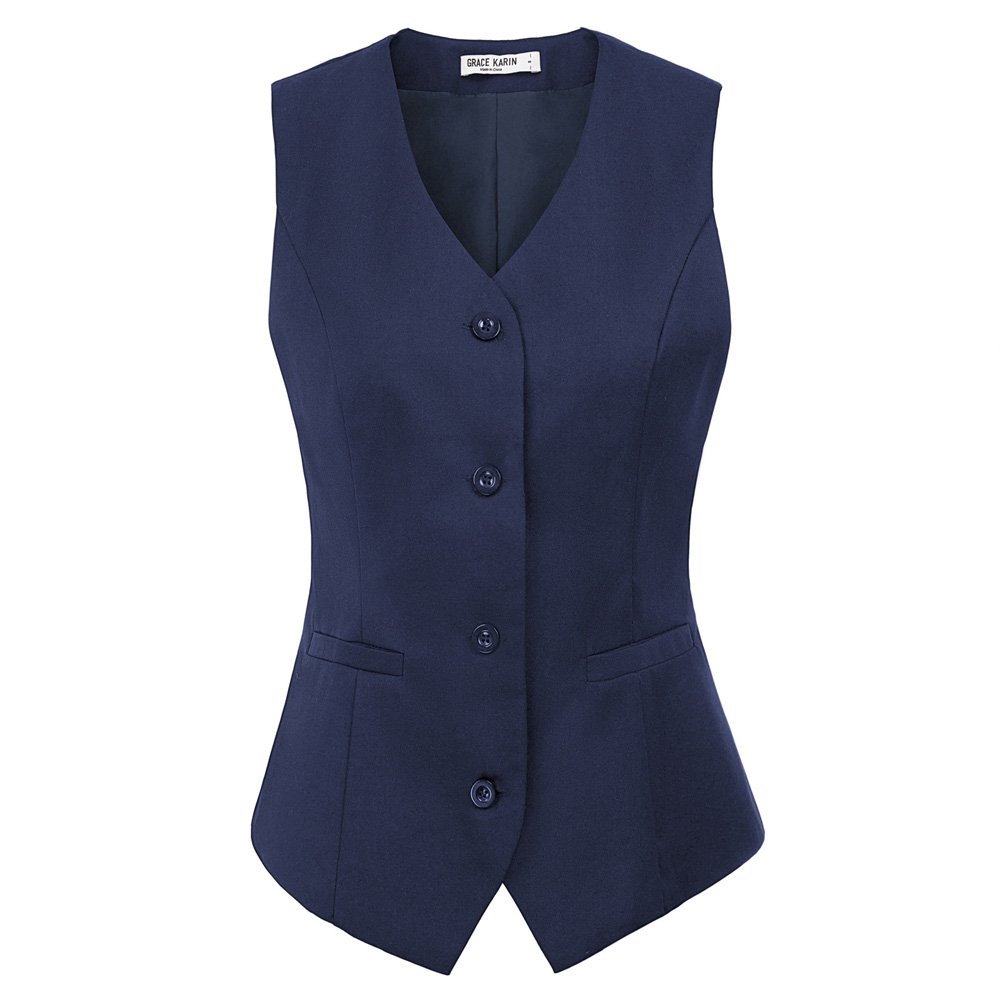 CL011138 GK Sleeveless V-Neck Handkerchief Hem Retro Women's Vintage Vest Coat Waistcoat