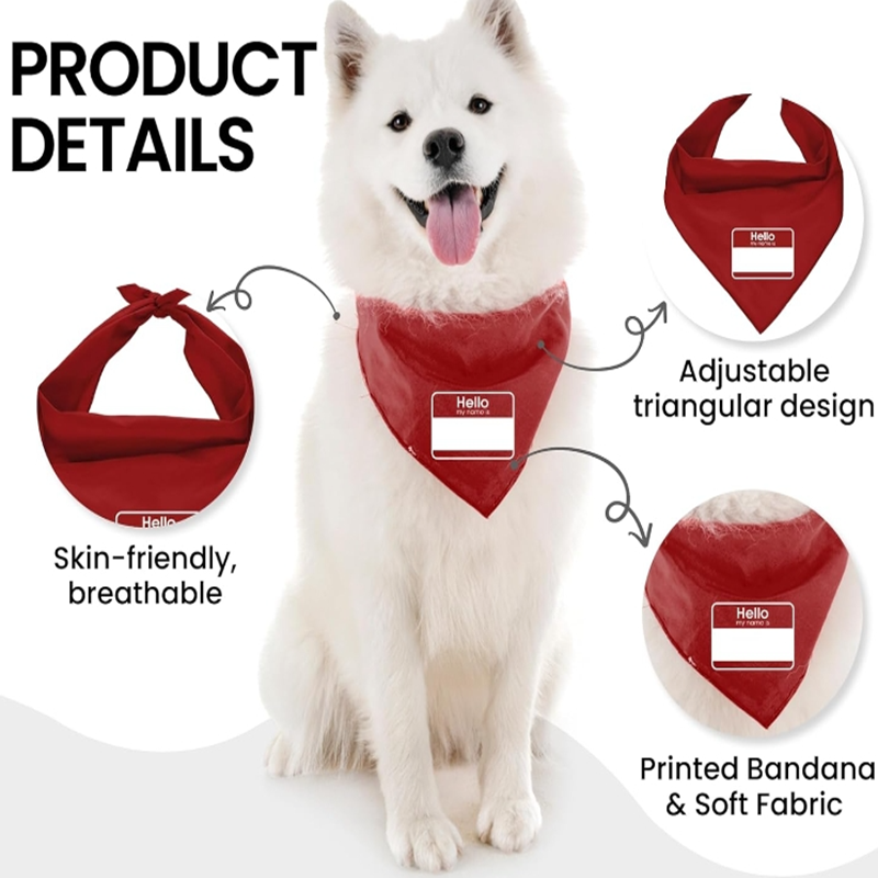 Unisex Adjustable Dog Bandana Scarf Handkerchief Triangle Dog Bib Yellow 'Born Run' Printed Cute Washable Pet Apparel Accessory