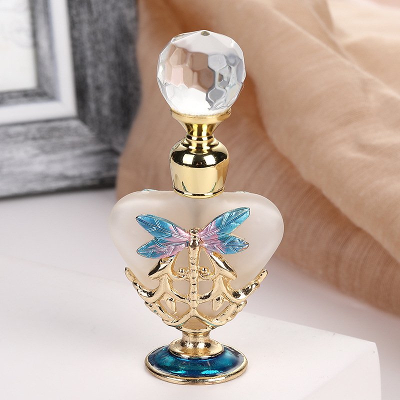 Mini 5ml Metal Dragonfly Perfume Bottle Frosted Glass Essential Oil Decorative & Refillable-Available in 30ml 50ml Sizes#58782
