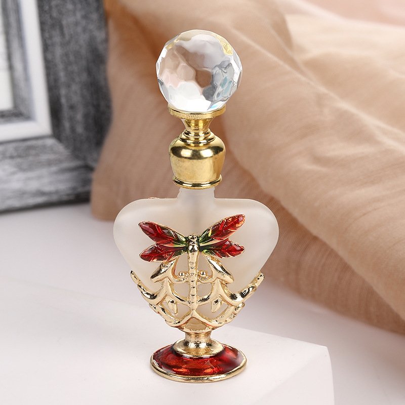 Mini 5ml Metal Dragonfly Perfume Bottle Frosted Glass Essential Oil Decorative & Refillable-Available in 30ml 50ml Sizes#58782
