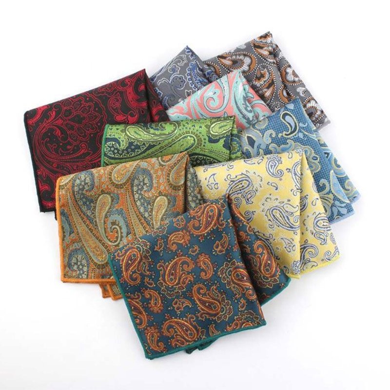 Latest Design Multi-Color Paisley Handkerchief for Men 100% Polyester Pocket Square for Elegant Look
