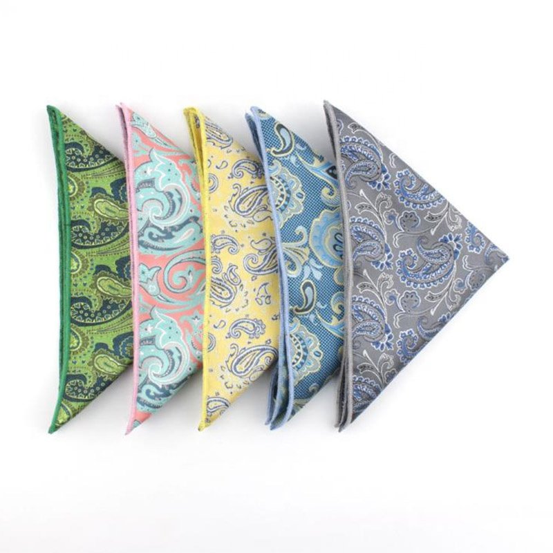 Latest Design Multi-Color Paisley Handkerchief for Men 100% Polyester Pocket Square for Elegant Look
