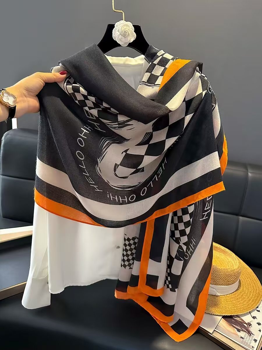 2024 brand ladies fashion scarf autumn and winter quality shawl wrapped scarf beach handkerchief ladies shawl