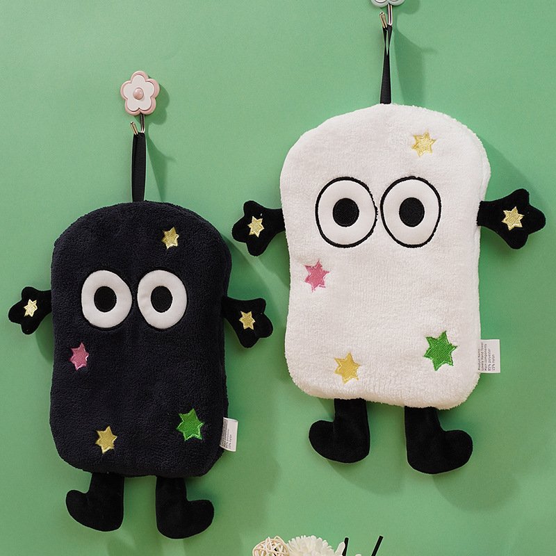 Cute Coral Fleece Hand Towel Hung Without Odor Thick Kitchen Cloth Children's Small Towel Quick Drying Absorbent Handkerchief