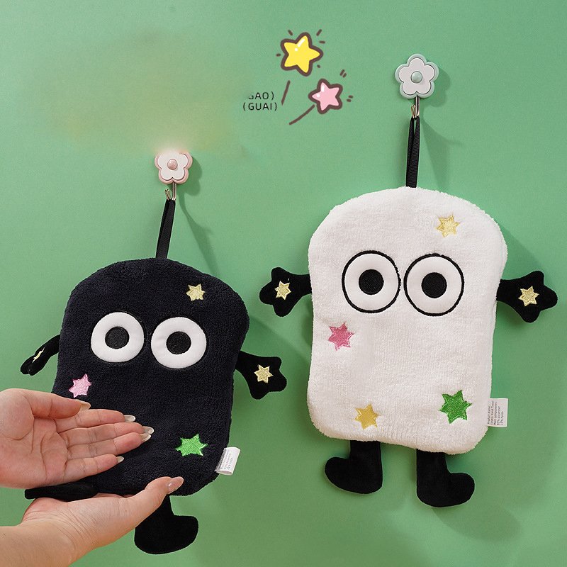 Cute Coral Fleece Hand Towel Hung Without Odor Thick Kitchen Cloth Children's Small Towel Quick Drying Absorbent Handkerchief