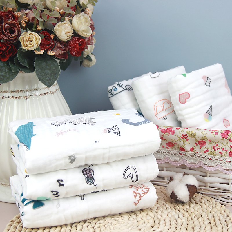 Muslin 6 layers Cotton Soft Baby Towels Handkerchief Bathing Feeding Baby Face Towel Washcloth Face burp cloths