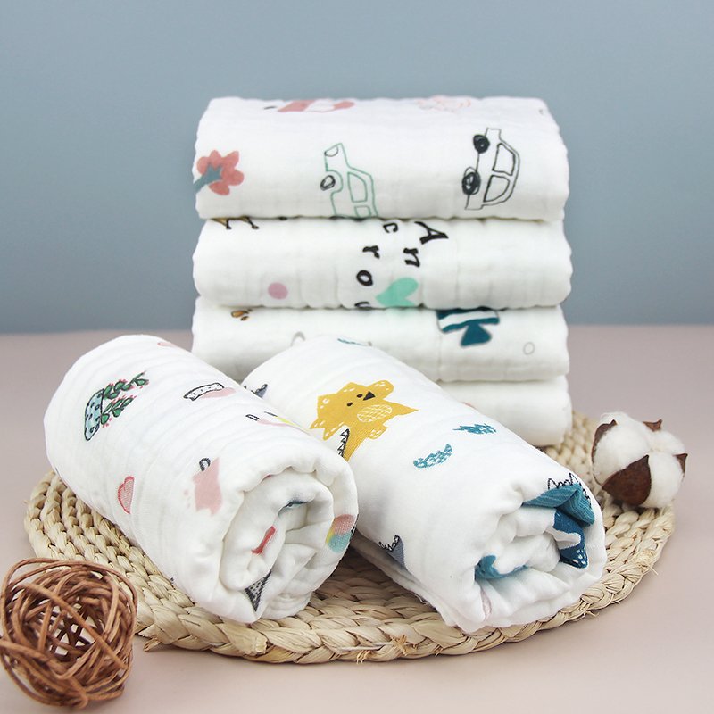 Muslin 6 layers Cotton Soft Baby Towels Handkerchief Bathing Feeding Baby Face Towel Washcloth Face burp cloths