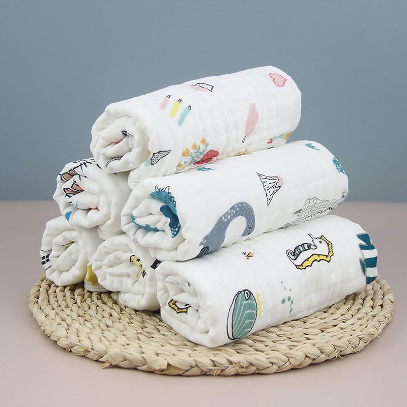 Muslin 6 layers Cotton Soft Baby Towels Handkerchief Bathing Feeding Baby Face Towel Washcloth Face burp cloths
