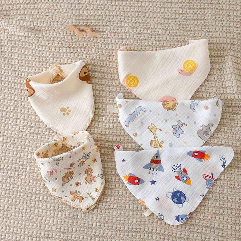 Hot Sell Cheap Cute Cartoon Pure Cotton Baby Gauze Towel Baby Face Washing Small Square Towel Children's Soft Handkerchiefs