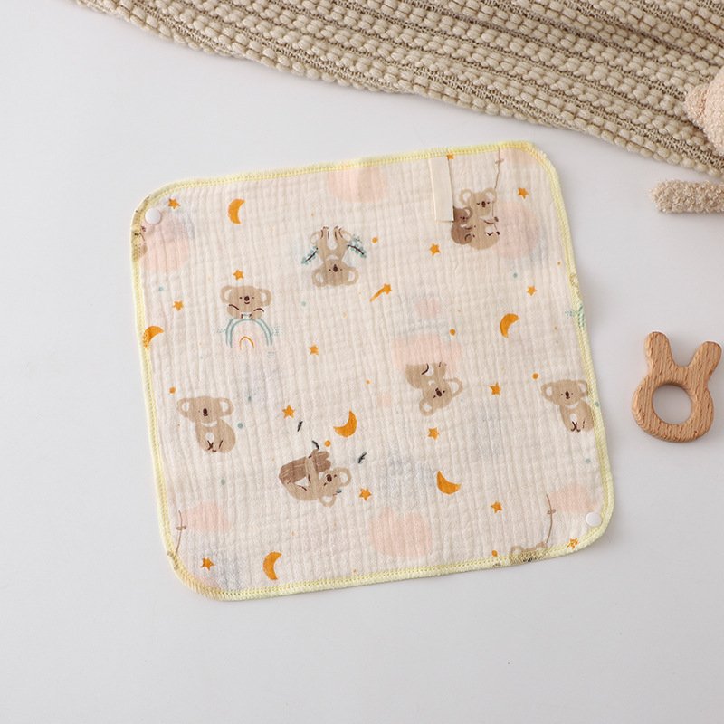 Hot Sell Cheap Cute Cartoon Pure Cotton Baby Gauze Towel Baby Face Washing Small Square Towel Children's Soft Handkerchiefs