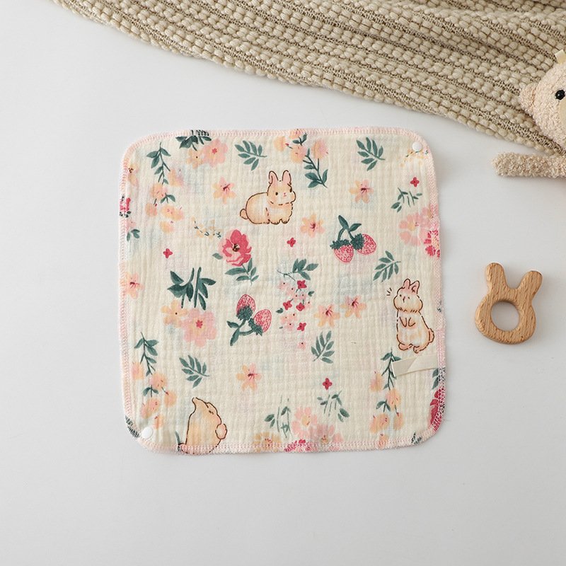 Hot Sell Cheap Cute Cartoon Pure Cotton Baby Gauze Towel Baby Face Washing Small Square Towel Children's Soft Handkerchiefs