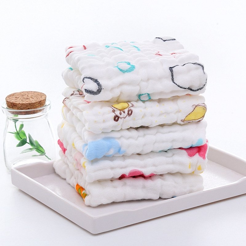 Disposable Stock Baby Muslin Burp Cloths Baby Wash Cloths with Sensitive Skin 6 Layer Cotton Face Towels Baby Bath Towel