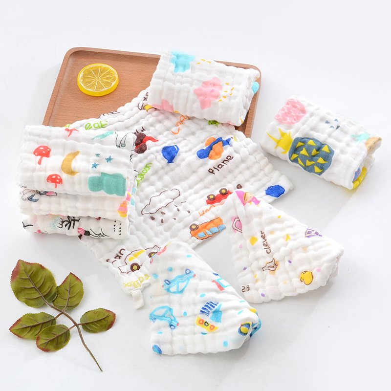 Disposable Stock Baby Muslin Burp Cloths Baby Wash Cloths with Sensitive Skin 6 Layer Cotton Face Towels Baby Bath Towel