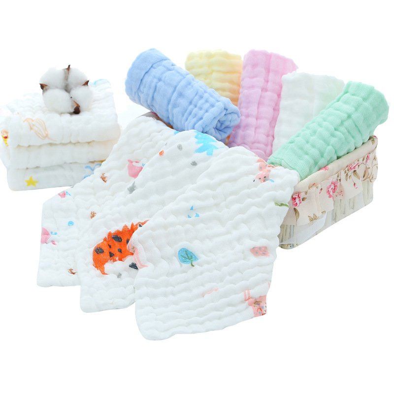 Disposable Stock Baby Muslin Burp Cloths Baby Wash Cloths with Sensitive Skin 6 Layer Cotton Face Towels Baby Bath Towel