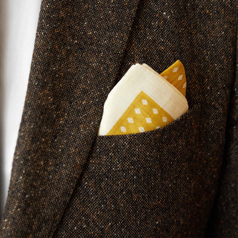 New Customize Men's Linen Handkerchief New Design Vintage Pocket Square in Melange Grey Herringbone Affordable Custom Bandana