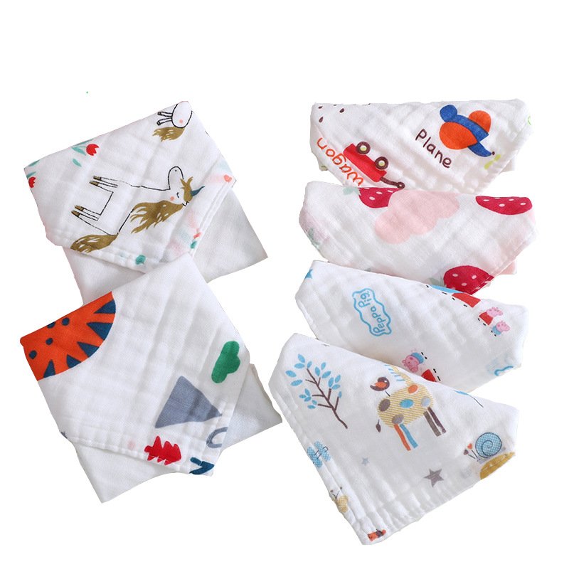 Face Hand Bathing Towel Feeding Square Towels Handkerchief Newborn Baby Infant Cartoon 100 Cotton Gauze 6 Layers 30 30cm Pink