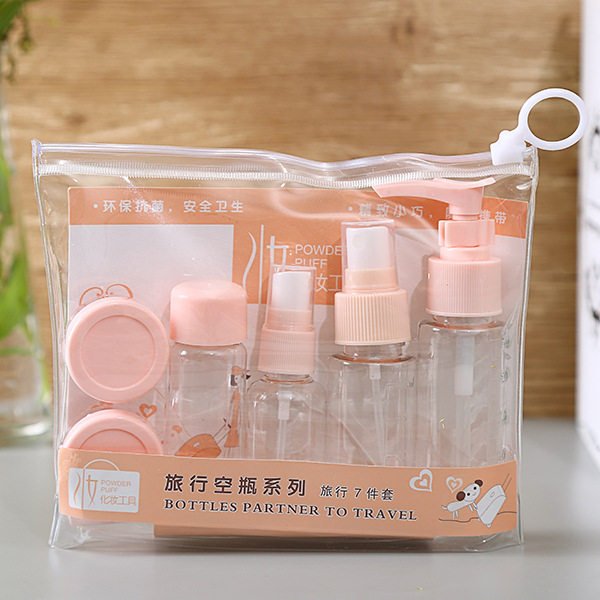 hor sell cosmetic plastic bottle set customized printing logo travel bottles set for toiletries