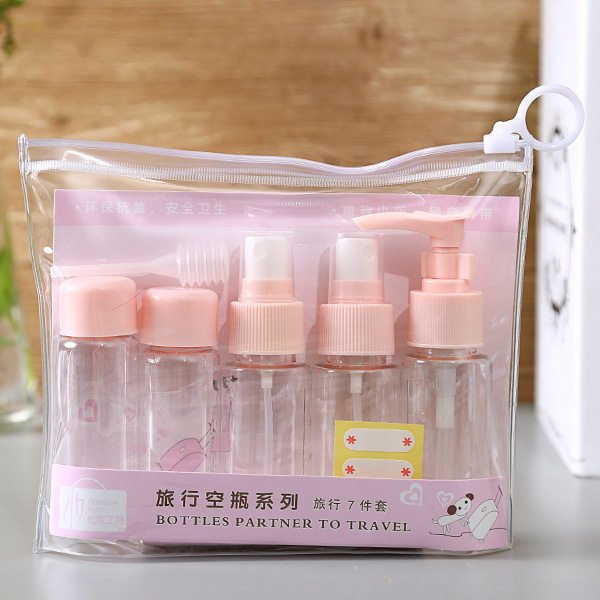 hor sell cosmetic plastic bottle set customized printing logo travel bottles set for toiletries