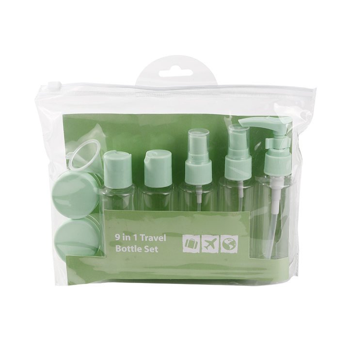 hor sell cosmetic plastic bottle set customized printing logo travel bottles set for toiletries