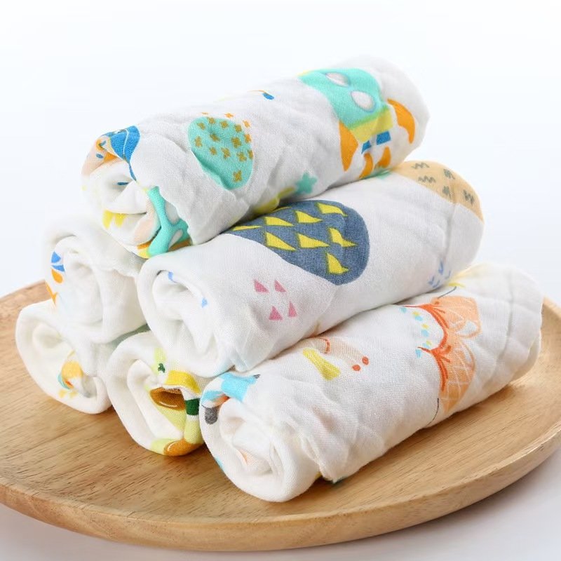 Baby six-layer gauze square towel cotton high density children's baby face towel cotton gauze drool towel