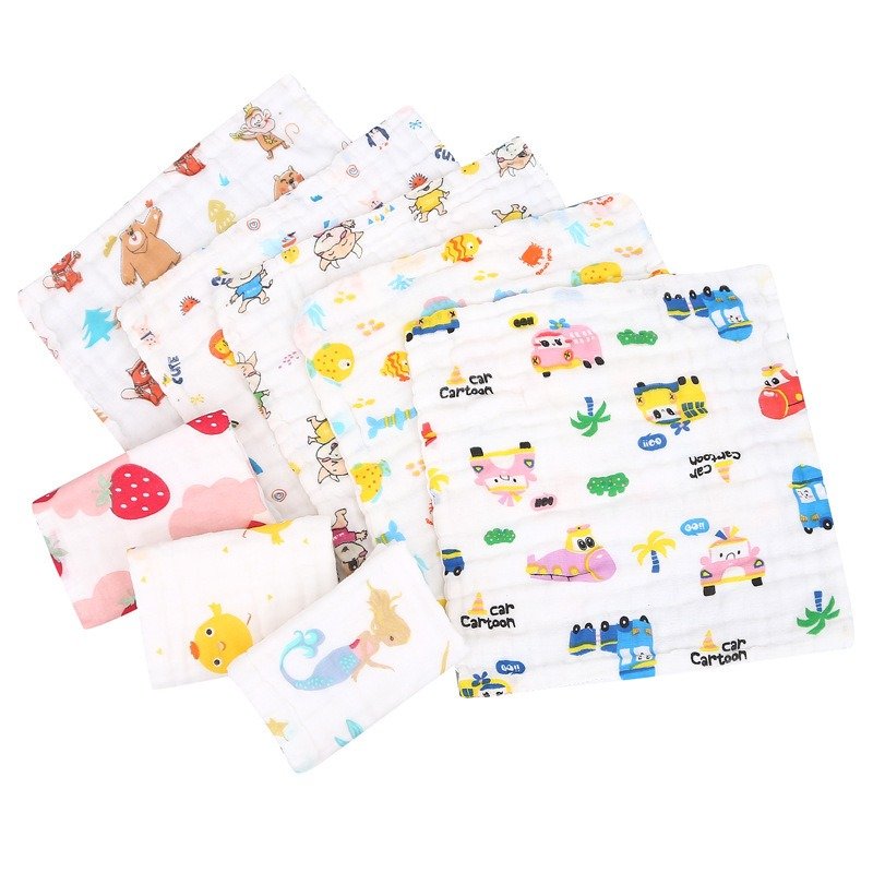 Custom Wholesale Newborn Baby Saliva Burp Cloths Small 100% Cotton Face Towels 6 layers Muslin Baby Washcloth