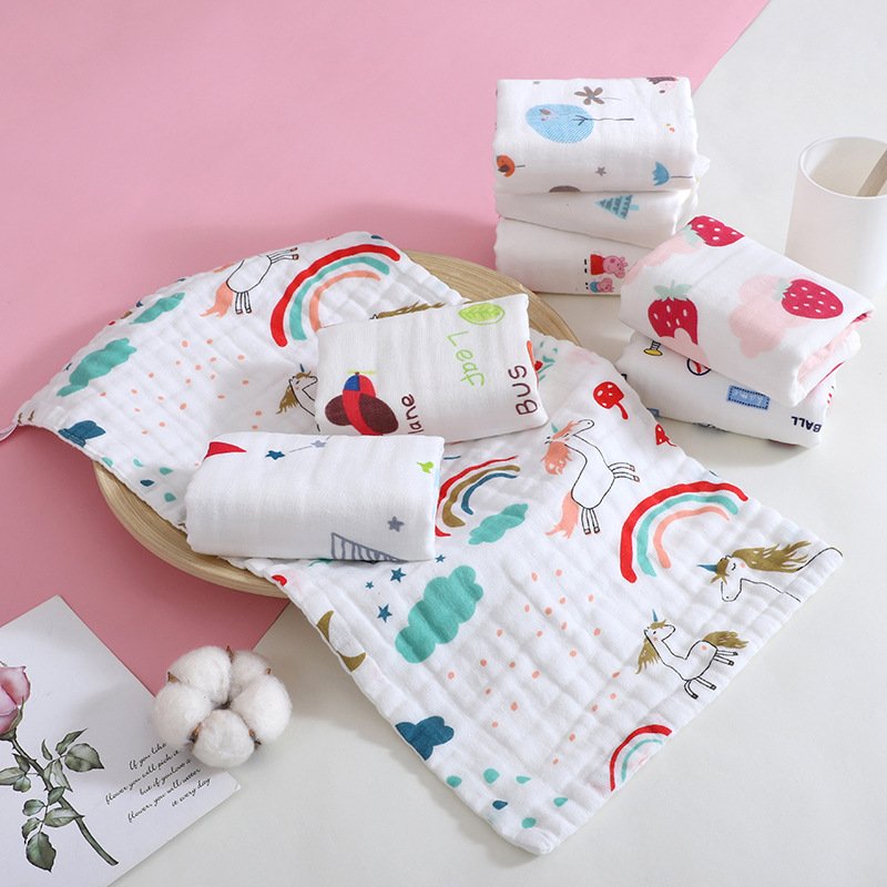 Gauze Cotton Burp Cloth Towels Newborn Baby Soft Absorbent Pure Cotton Face Bath Towels Face Handkerchief Burp Cloth Washcloth
