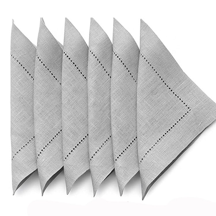 100% Pure Linen Hemstitch Handkerchief Natural Fabric Hemstitch Handcrafted Linen Napkins White Handkerchief