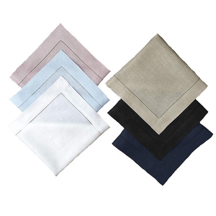 100% Pure Linen Hemstitch Handkerchief Natural Fabric Hemstitch Handcrafted Linen Napkins White Handkerchief