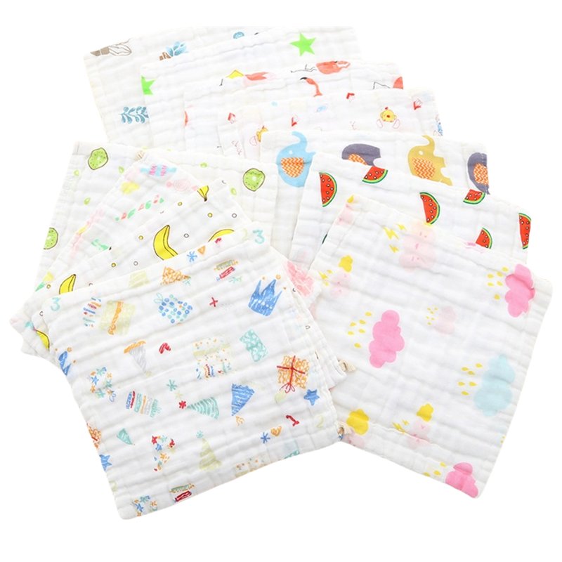 Wholesale pure cotton A-class saliva towel high-density square six layer gauze handkerchief absorbent cartoon children's towel